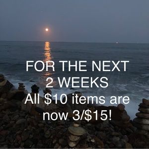 Half-price sale! All $10 items are now five dollars!!